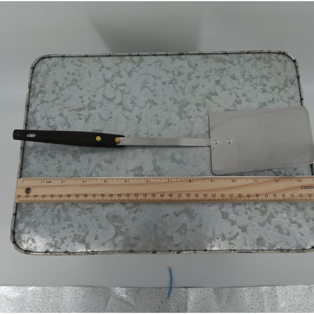 Vintage Stainless Steel USA Spatula Black Handle Brass Rivets 13.5 Inch Turner